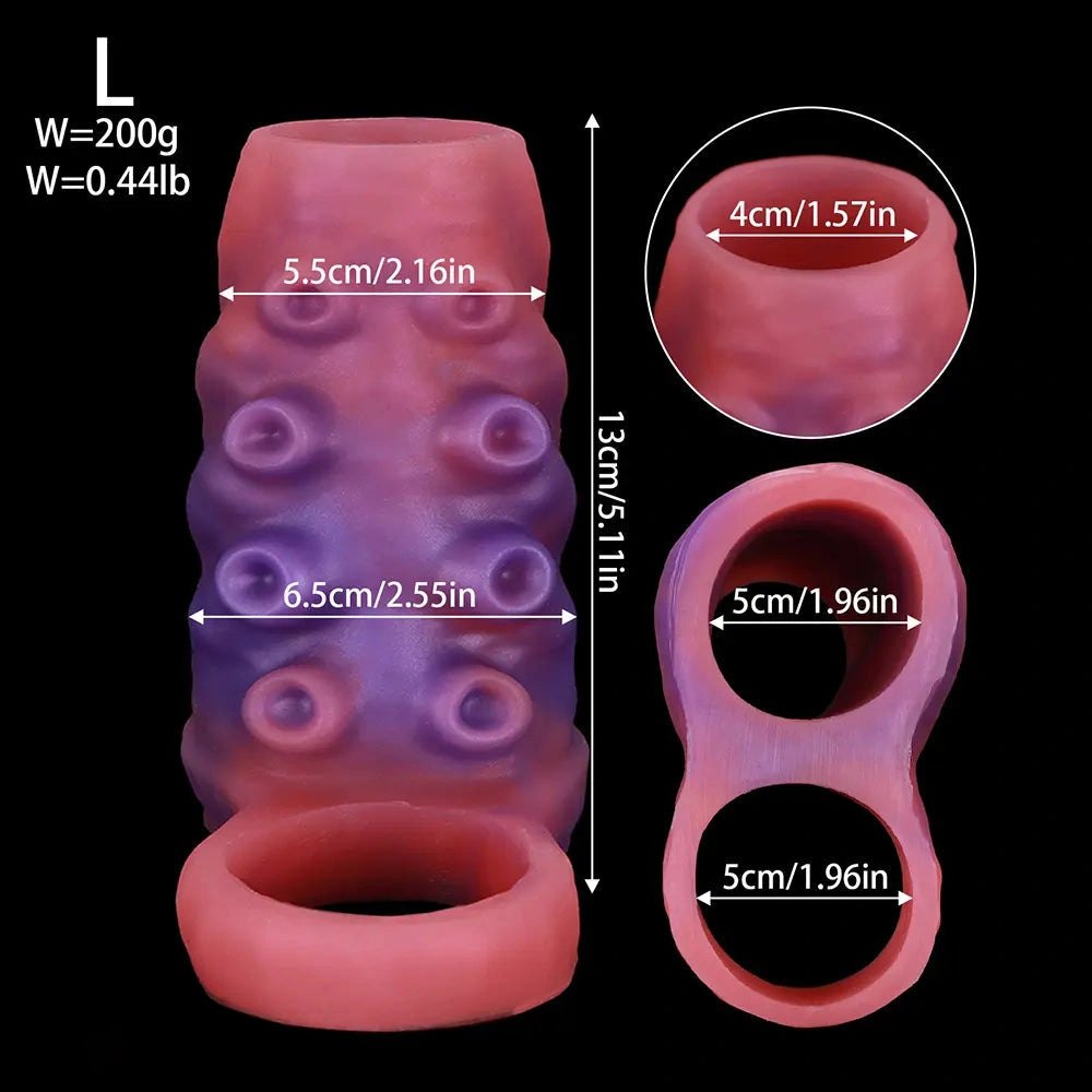 Red textured silicone sleeve with ring, photo 16