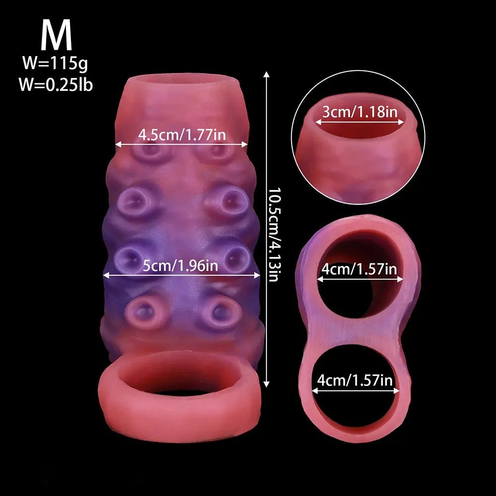 Red textured silicone sleeve with ring, photo 17