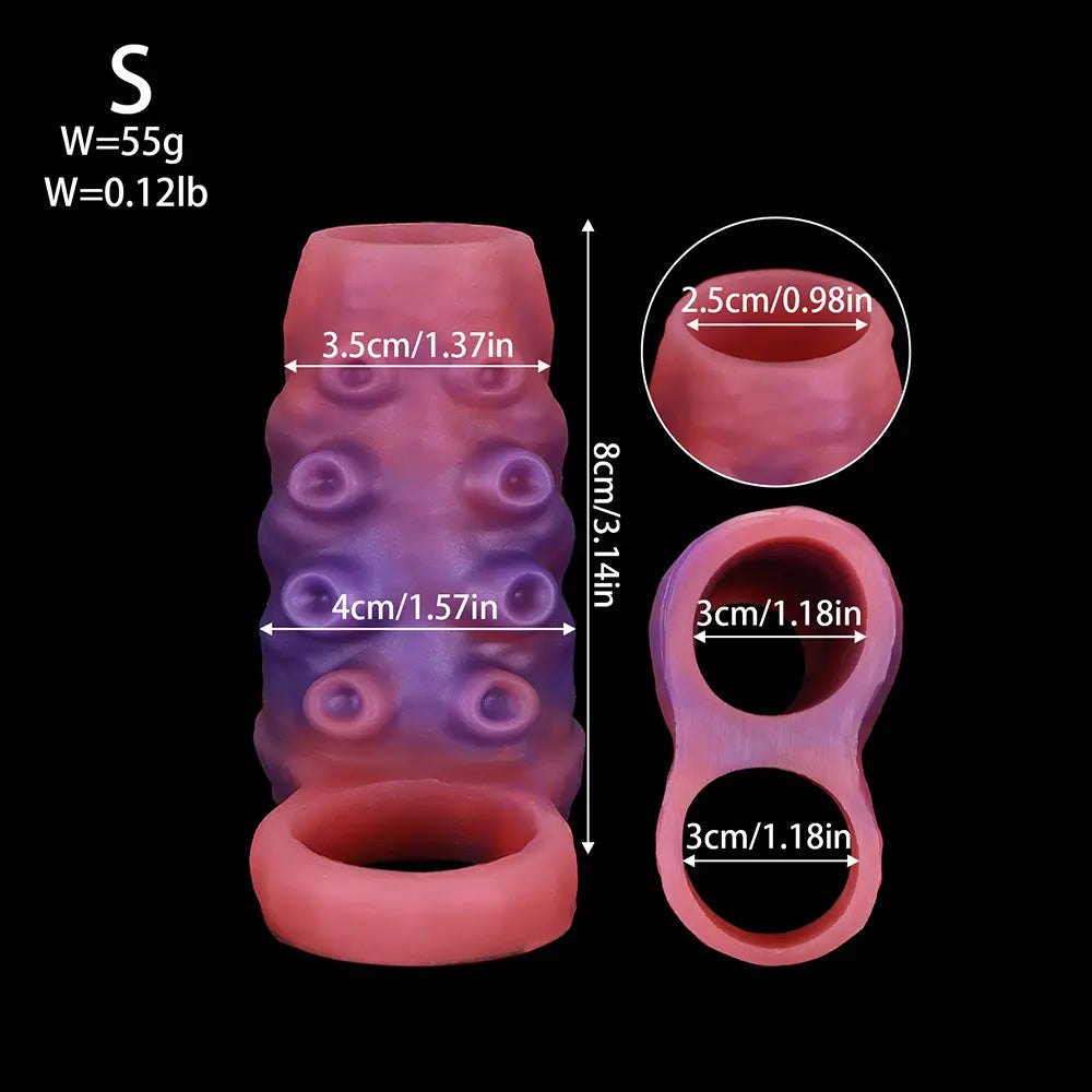 Red textured silicone sleeve with ring, photo 18