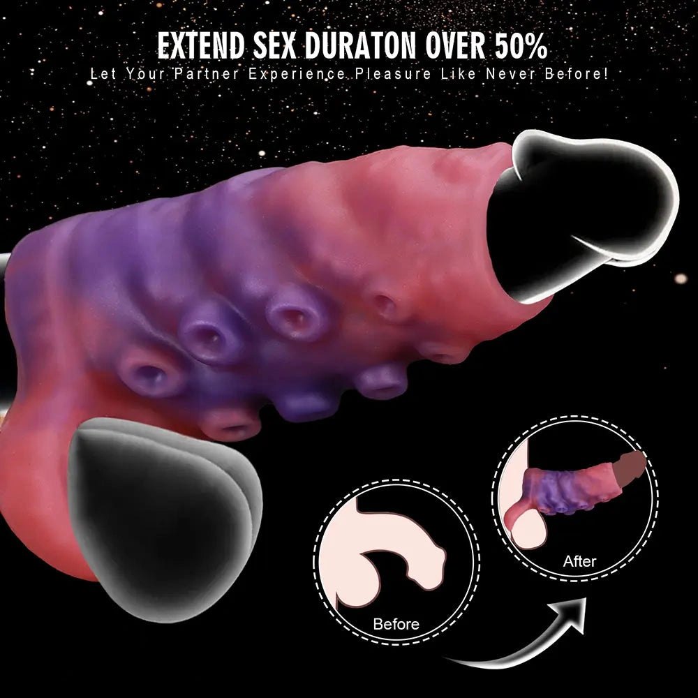 Red textured silicone sleeve with ring, photo 3