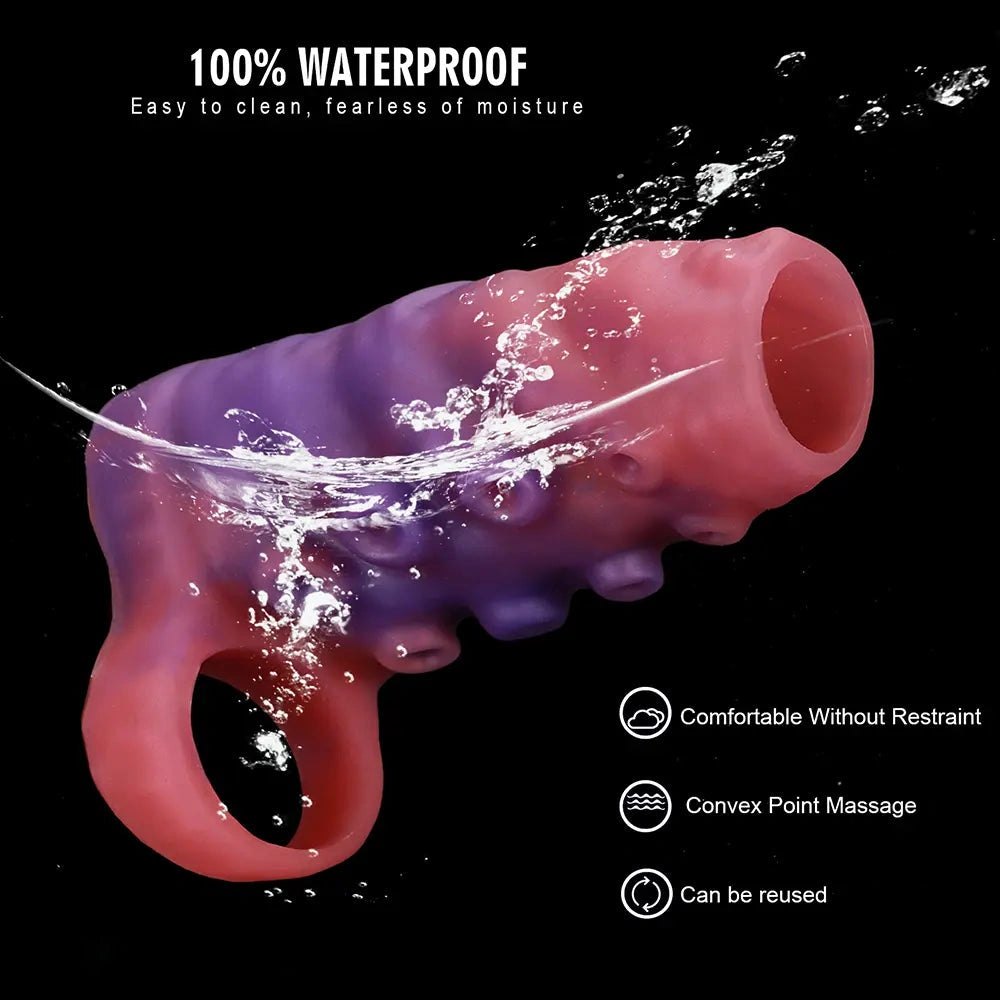 Red textured silicone sleeve with ring, photo 8