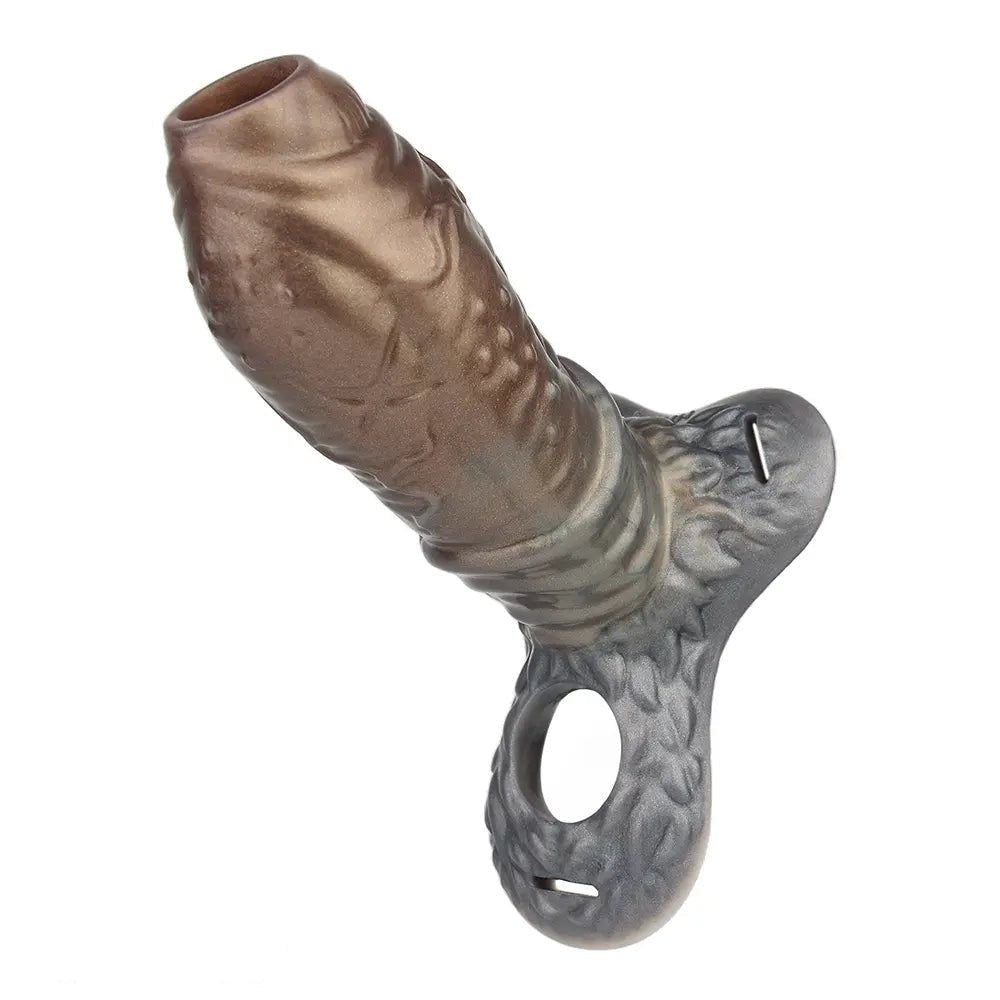 Textured silicone strap-on dildo, photo 1
