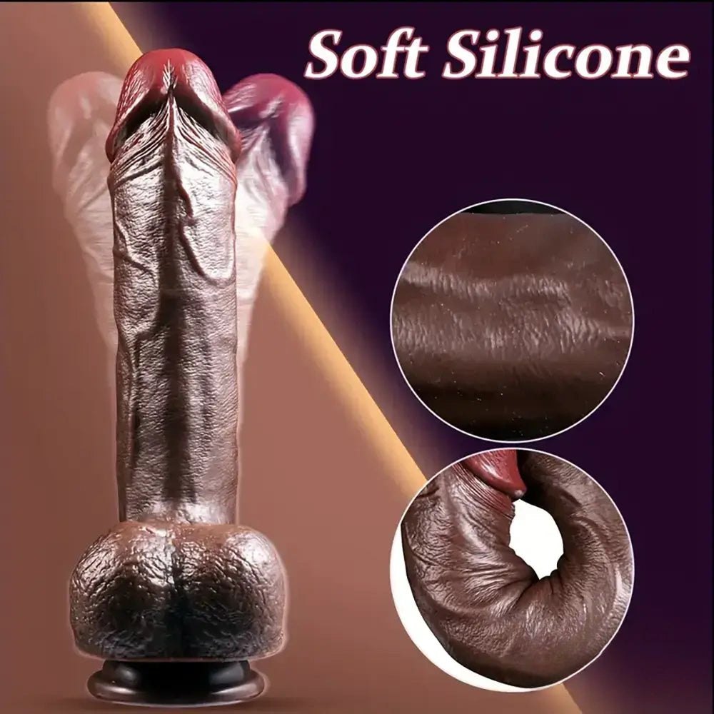 Brown textured silicone suction cup dildo, photo 4