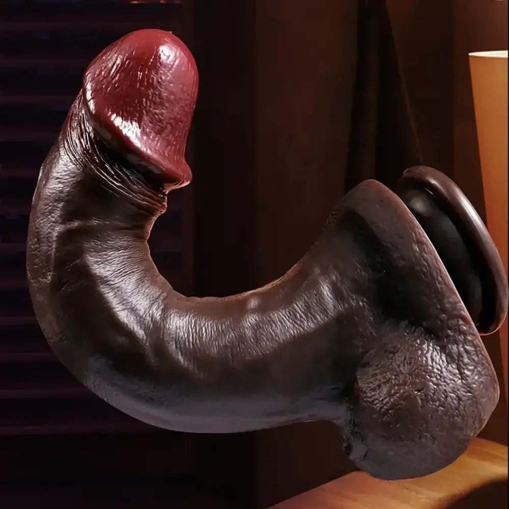 Brown textured silicone suction cup dildo, photo 7