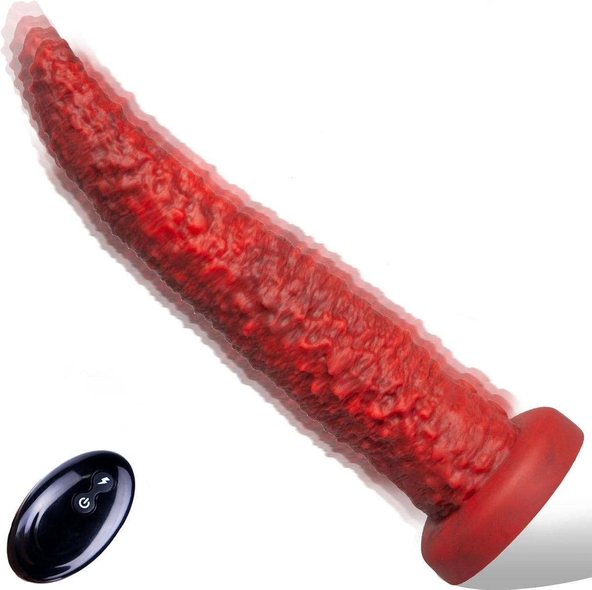 Red textured thrusting vibrating dildo, photo 1