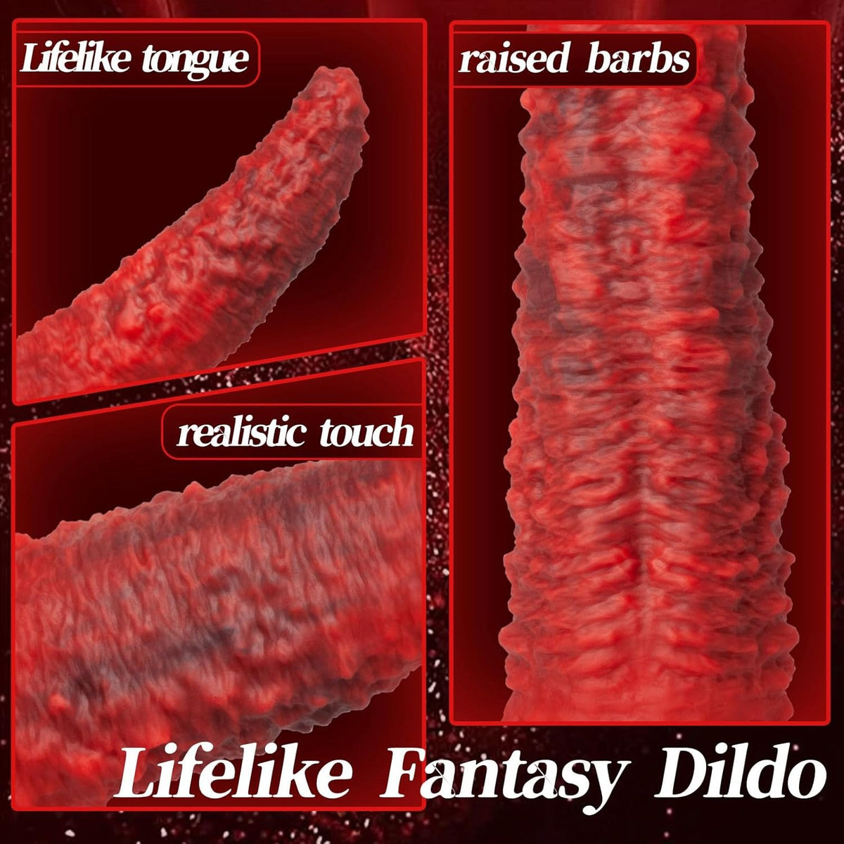 Red textured thrusting vibrating dildo, photo 4
