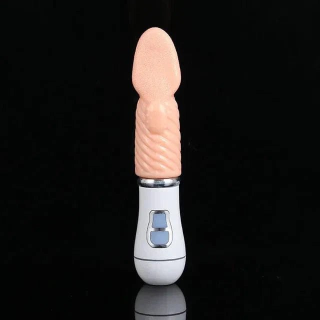 Battery version flesh-tone textured tongue vibrator