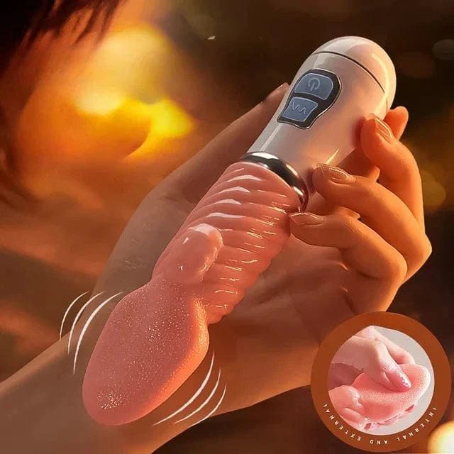 Rechargeable version flesh-tone textured tongue vibrator