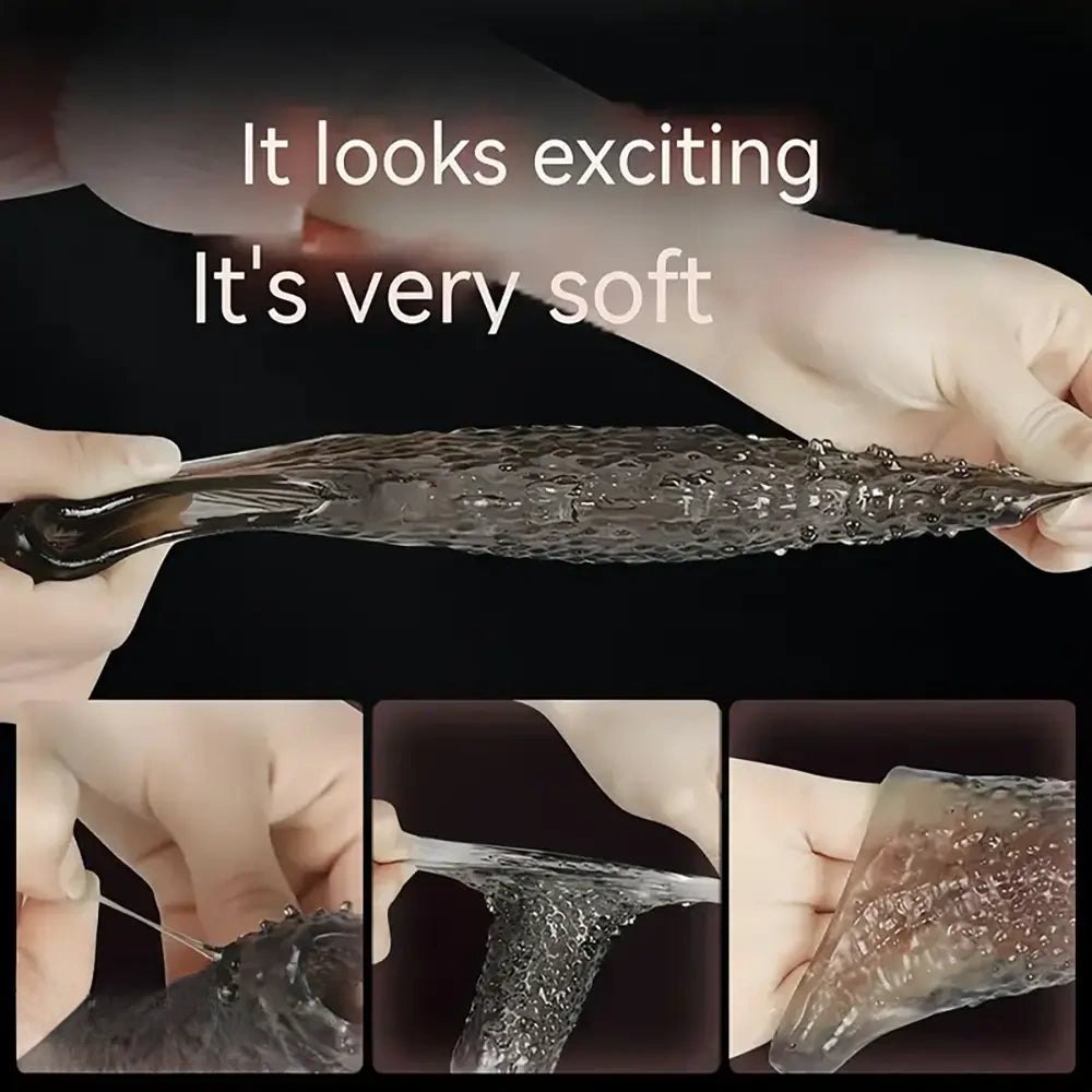 Translucent textured tpe cock sleeve with raised bumps, photo 4