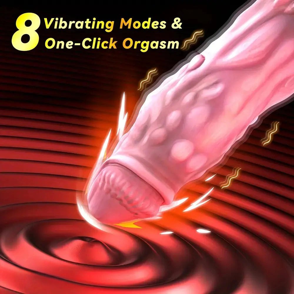 Mixed color textured vibrating fantasy dildo, photo 3