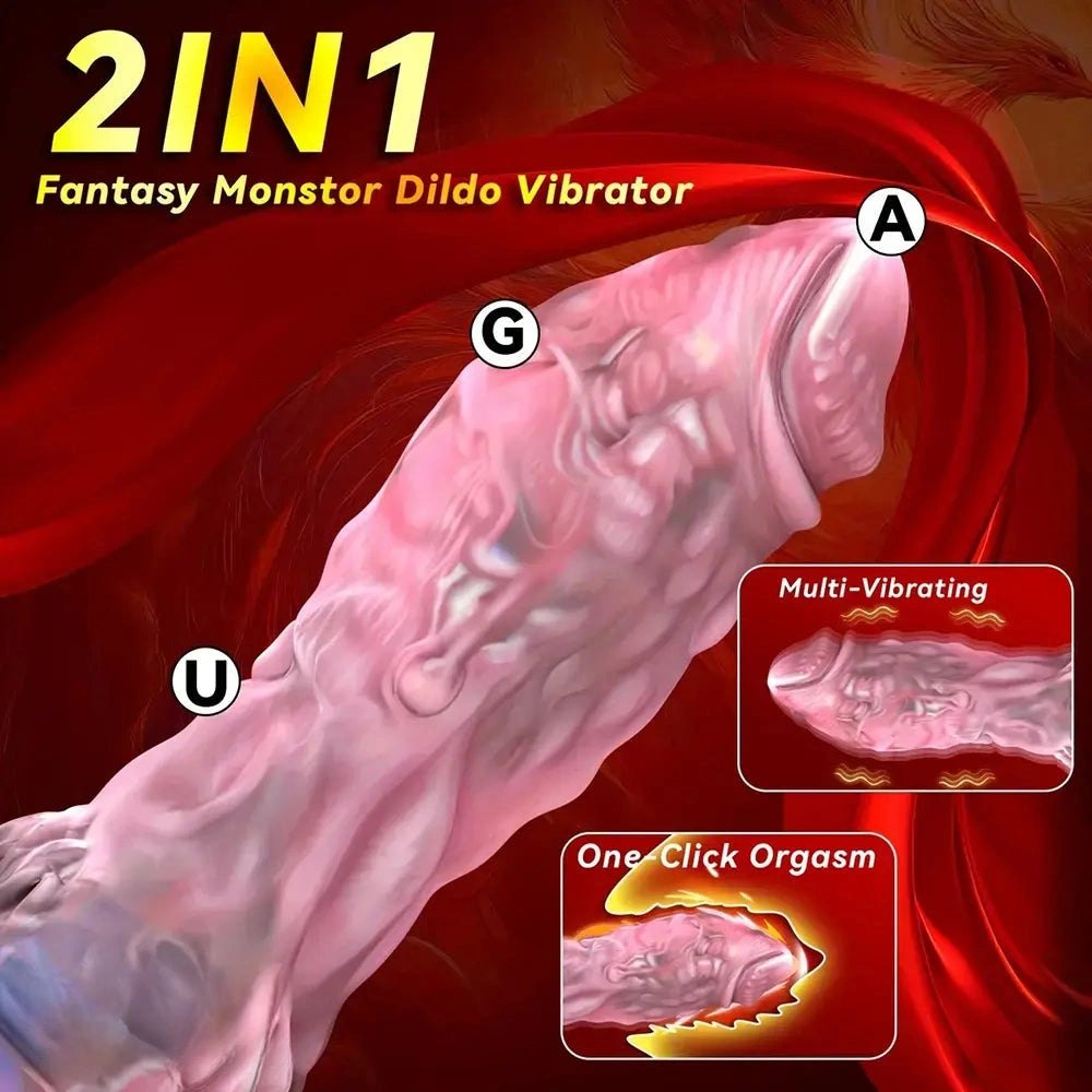 Mixed color textured vibrating fantasy dildo, photo 5