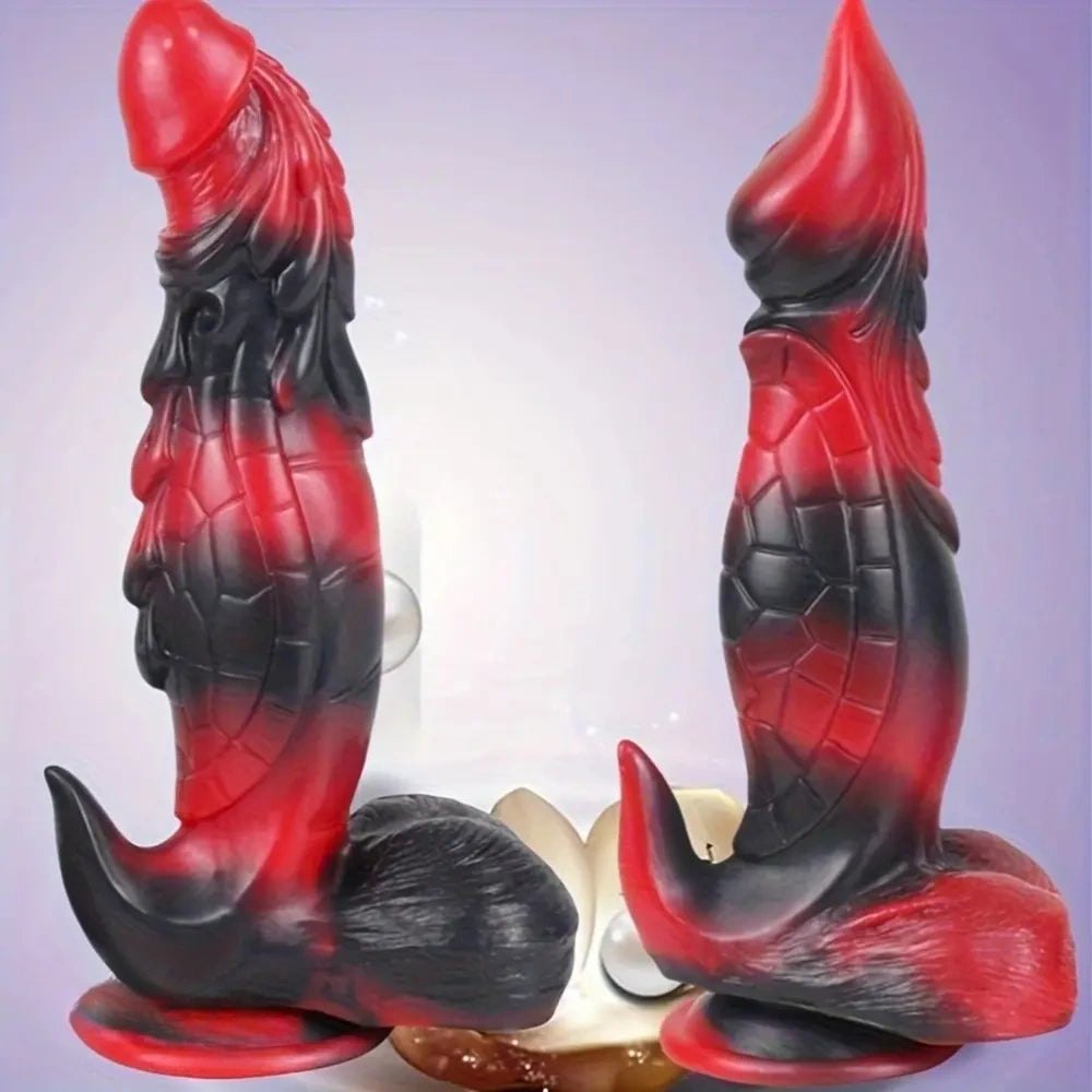 Textured silicone fantasy dildo with narrow waist shape, photo 1