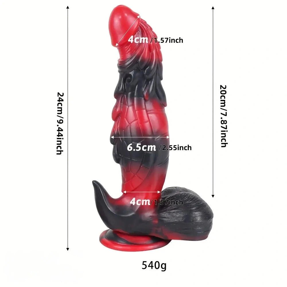 Textured silicone fantasy dildo with narrow waist shape, photo 2
