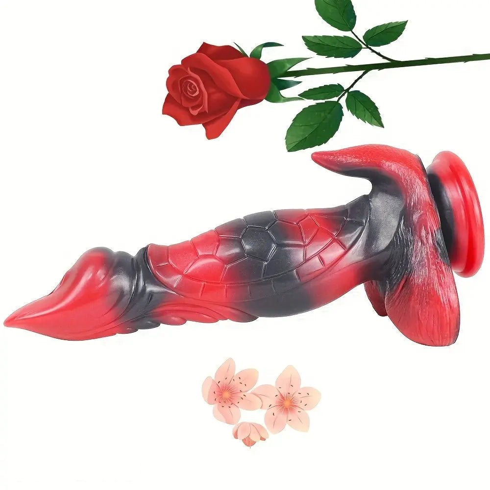 Textured silicone fantasy dildo with narrow waist shape, photo 3