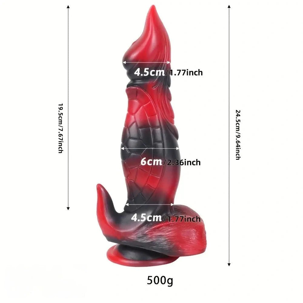 Textured silicone fantasy dildo with narrow waist shape, photo 4