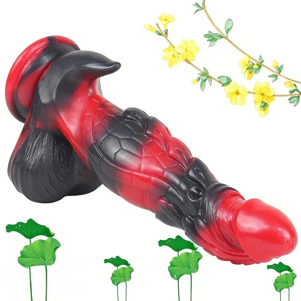 Textured silicone fantasy dildo with narrow waist shape, photo 5