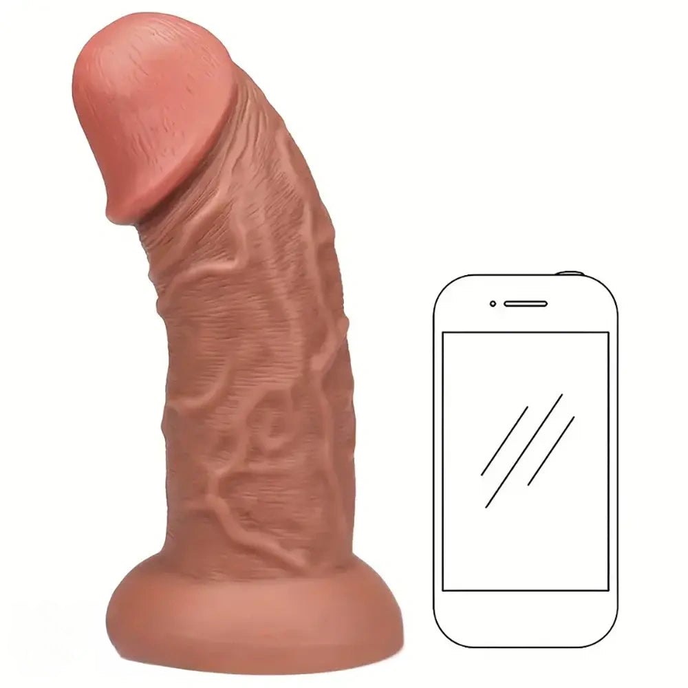 Brown thick ball-free silicone dildo, photo 1