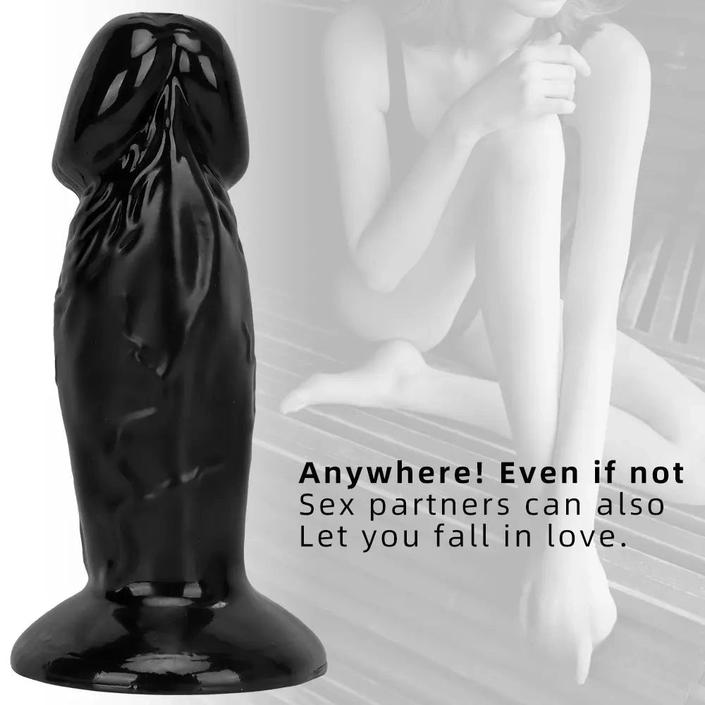 Black realistic dildo with suction cup base, photo 11