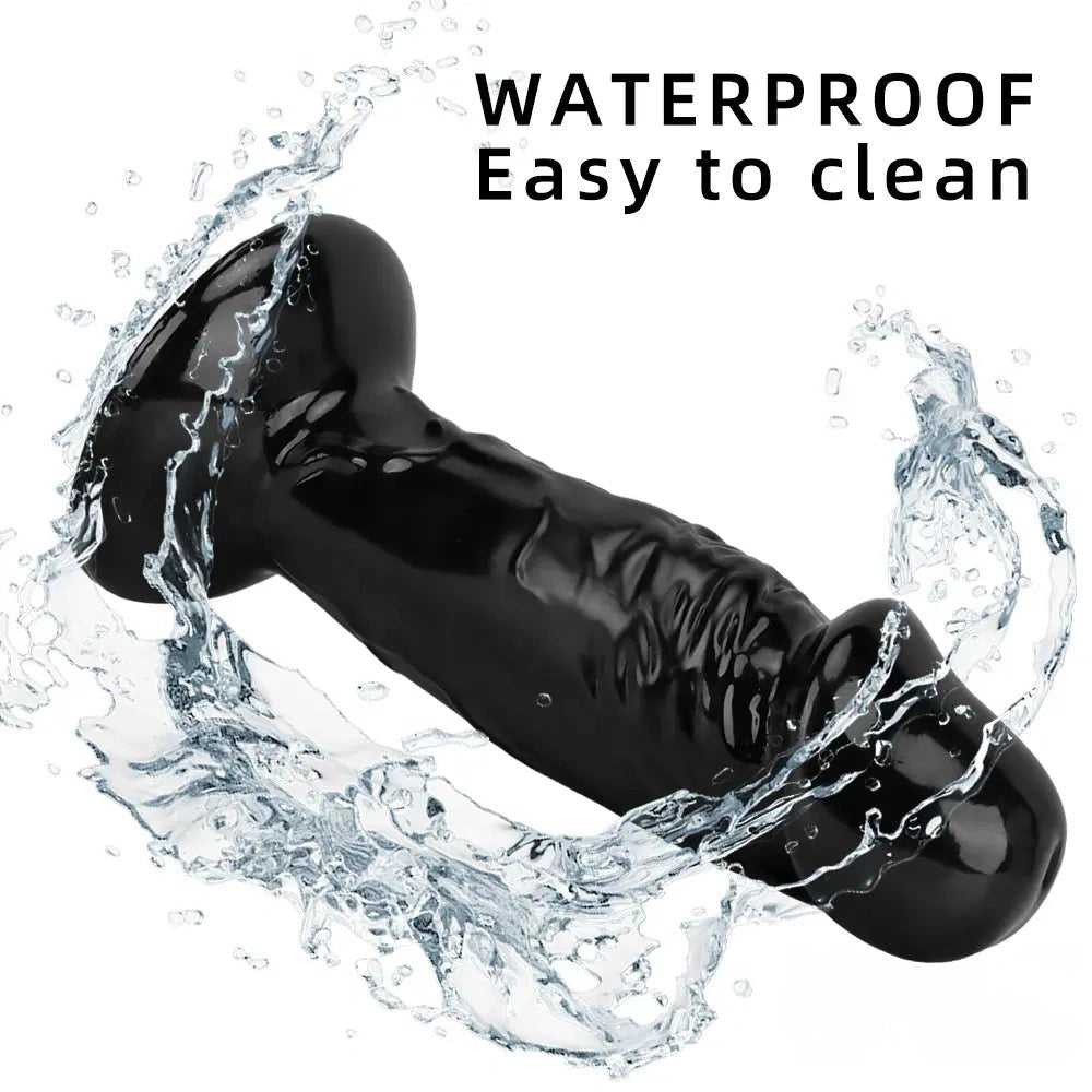 Black realistic dildo with suction cup base, photo 12