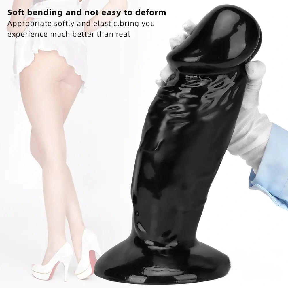 Black realistic dildo with suction cup base, photo 8