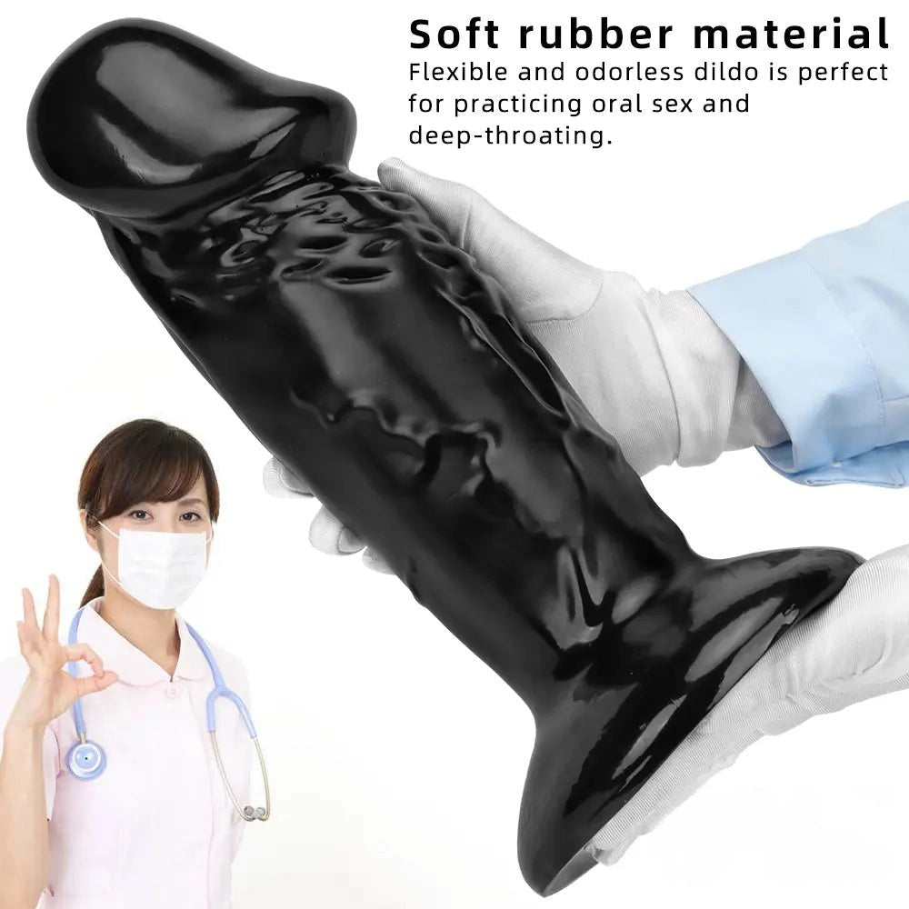 Black realistic dildo with suction cup base, photo 9
