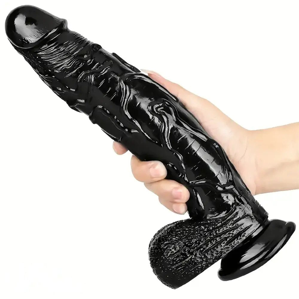 Black realistic PVC dildo, photo 1