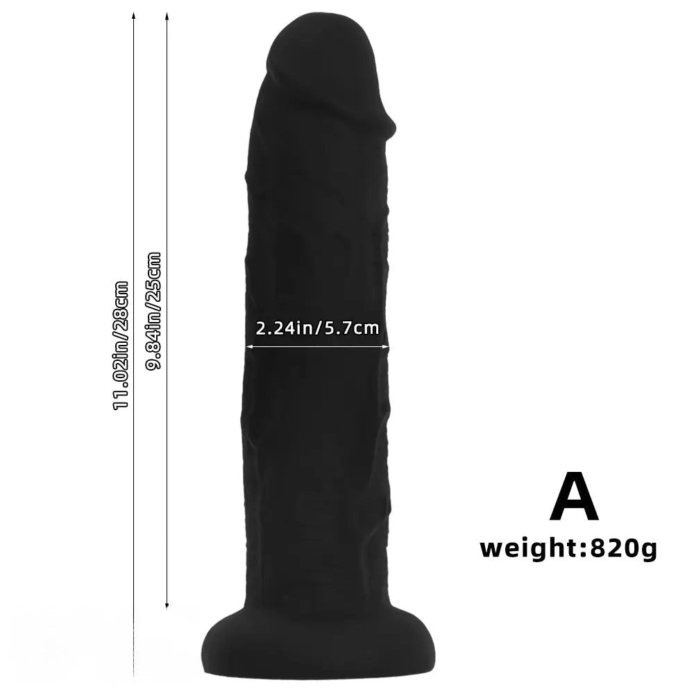 Black thick silicone dildo with suction cup base, photo 10