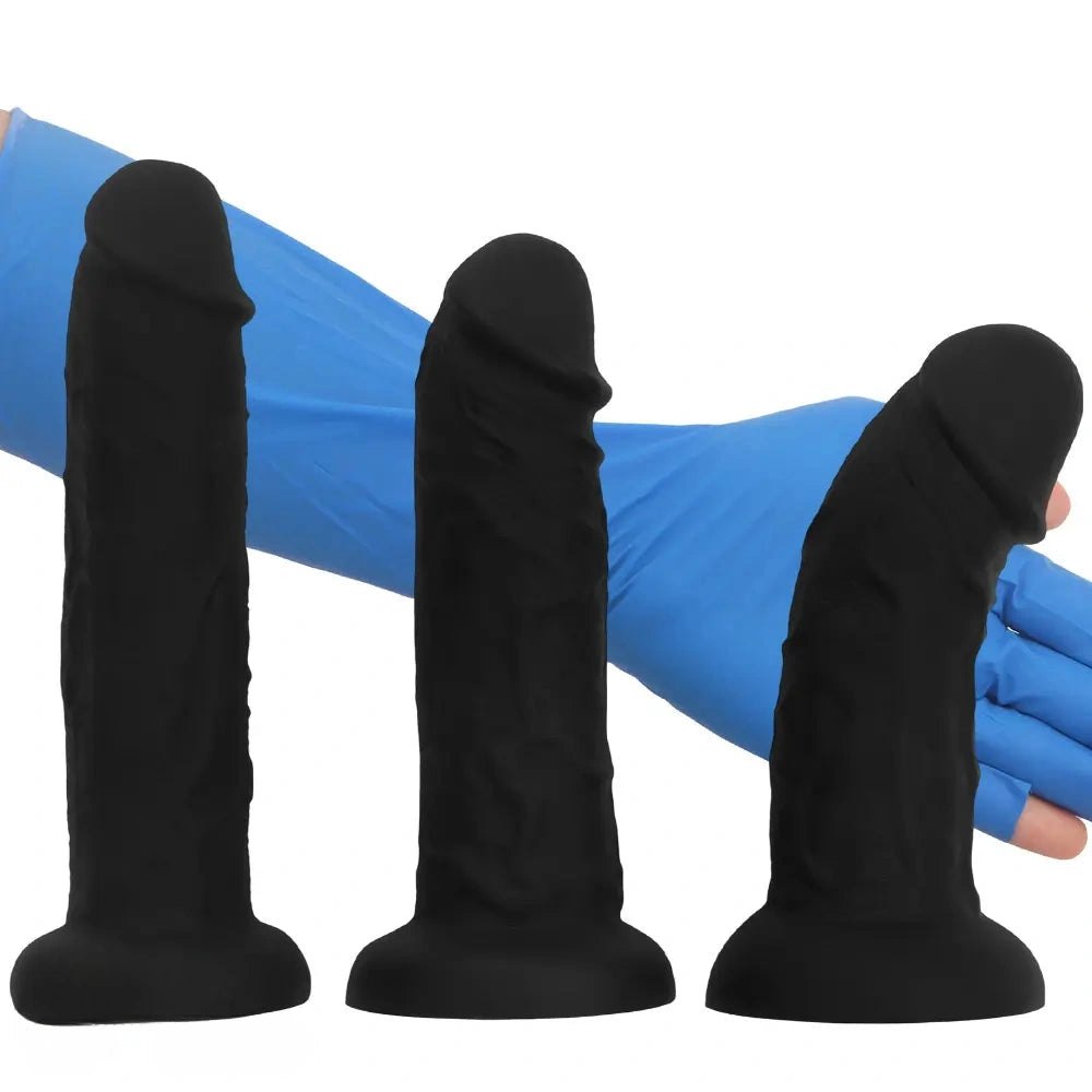 Black thick silicone dildo with suction cup base, photo 13