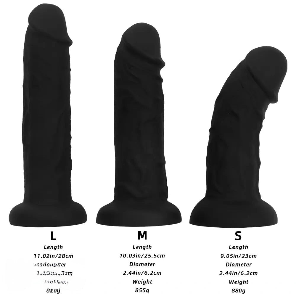 Black thick silicone dildo with suction cup base, photo 9