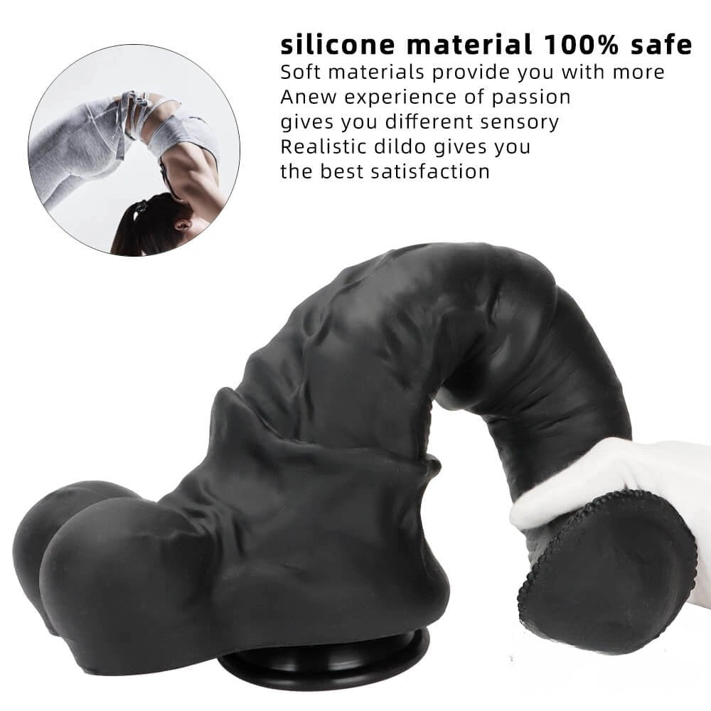Black silicone suction cup dildo, photo 3