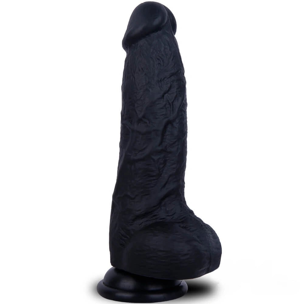 Black realistic silicone suction cup dildo