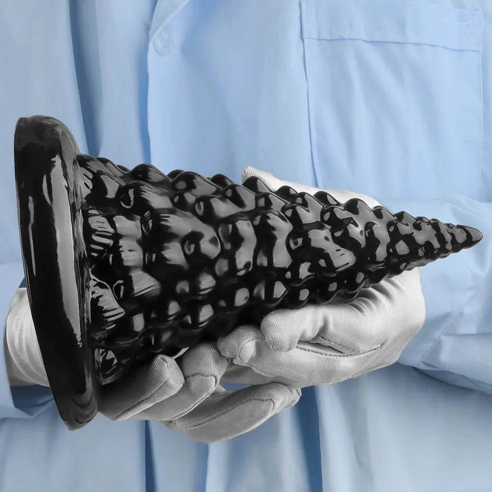 Black textured cone anal expansion plug, photo 3