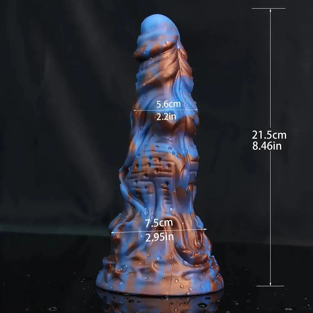 Blue thick fantasy cone dildo