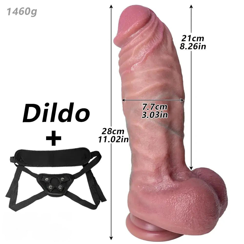 Flesh silicone curved g-spot strap-on dildo, photo 16
