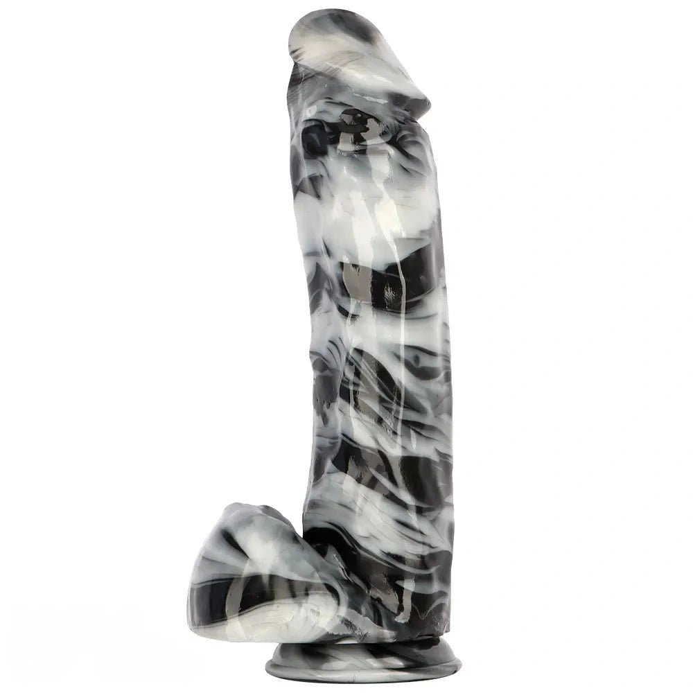Marbled realistic dildo with balls, photo 2