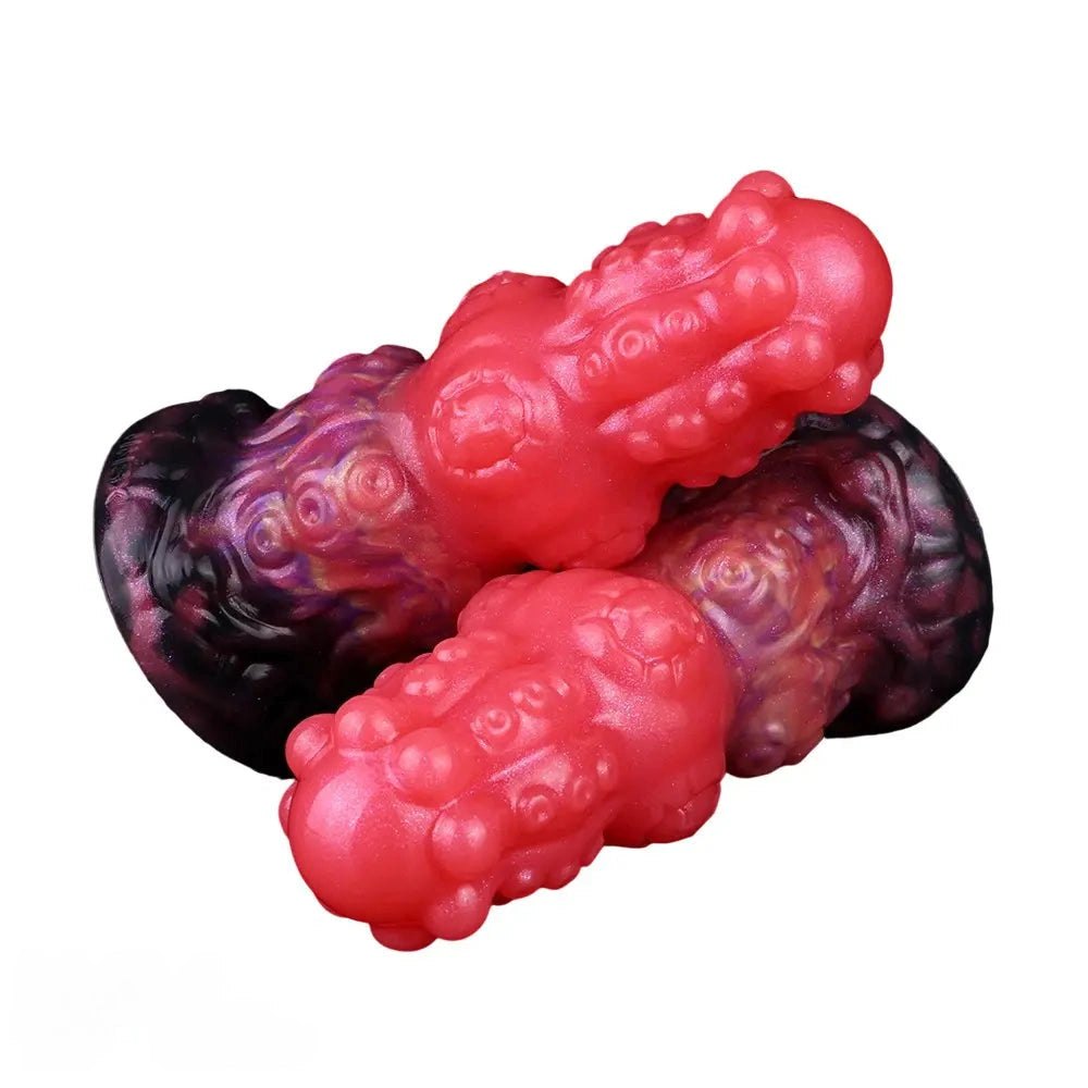 Red thick monster silicone fantasy dildo, photo 10