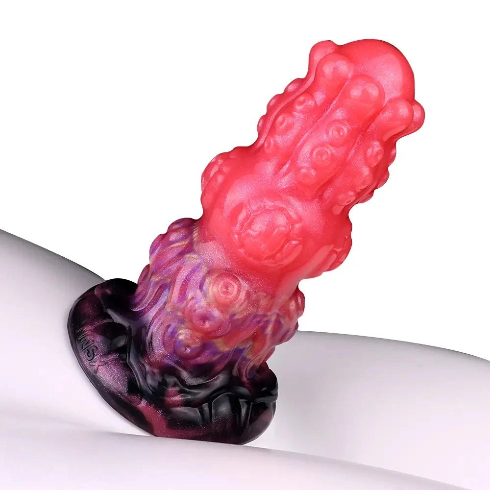 Red thick monster silicone fantasy dildo, photo 12