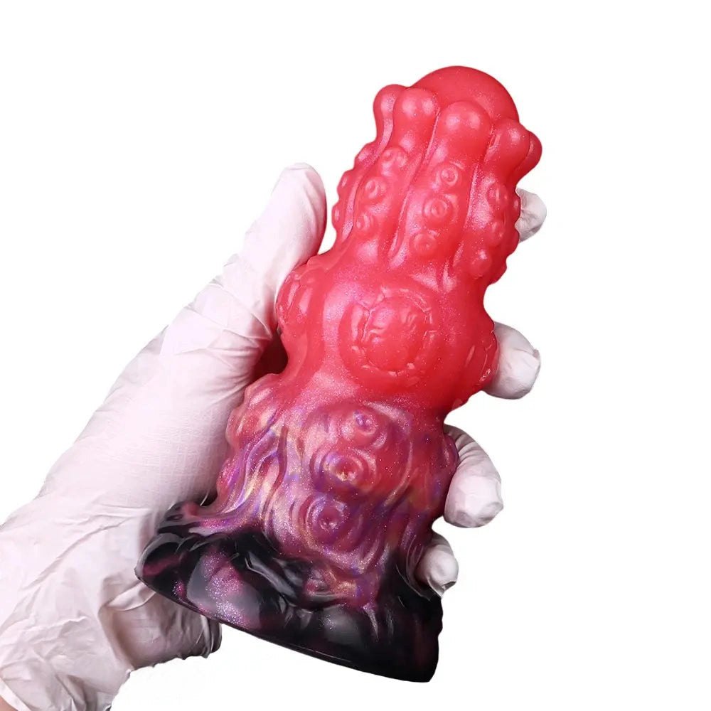 Red thick monster silicone fantasy dildo, photo 13