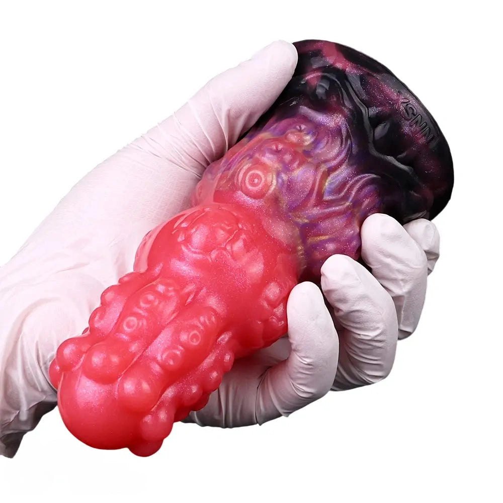 Red thick monster silicone fantasy dildo, photo 14