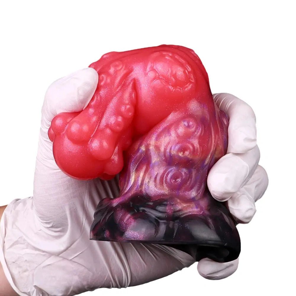 Red thick monster silicone fantasy dildo, photo 15