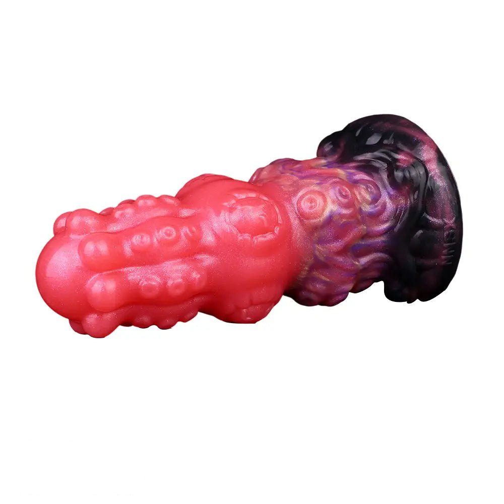Red thick monster silicone fantasy dildo, photo 6