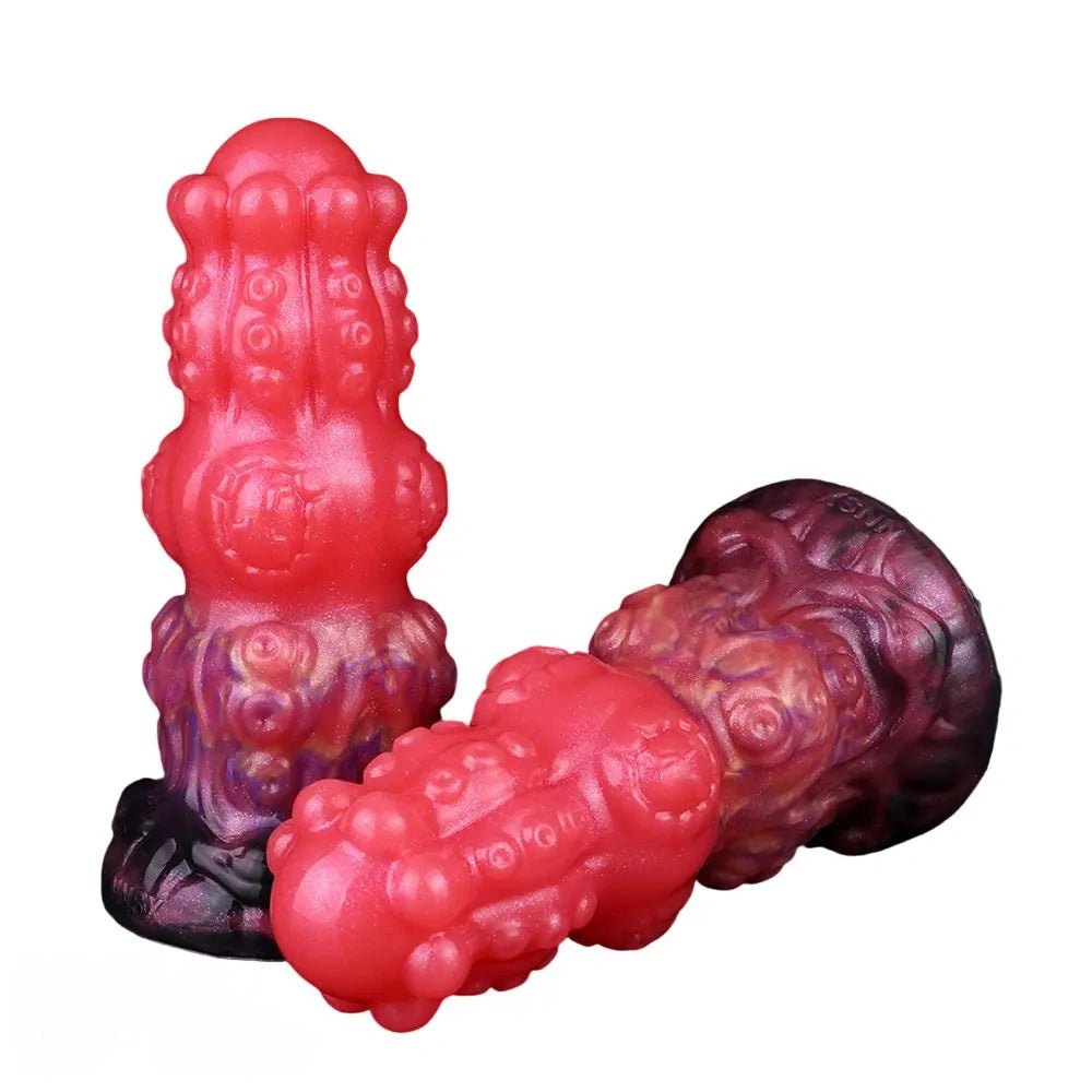 Red thick monster silicone fantasy dildo, photo 9
