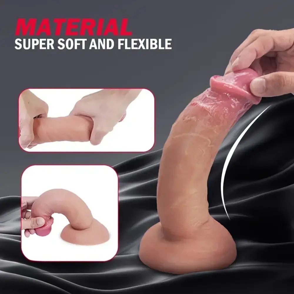 Flesh-tone realistic silicone dildo with suction cup base, photo 5