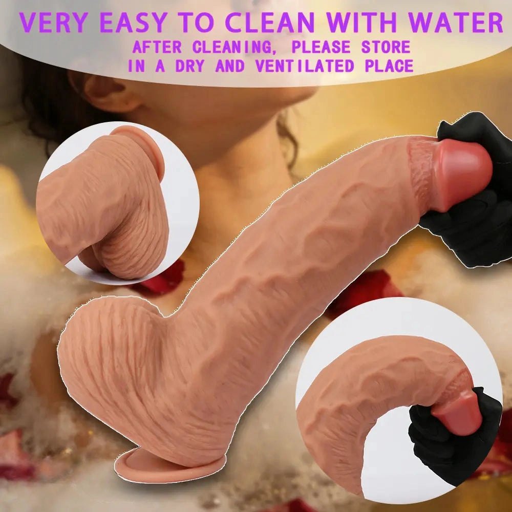 Realistic veined silicone dildo with suction cup base, photo 5
