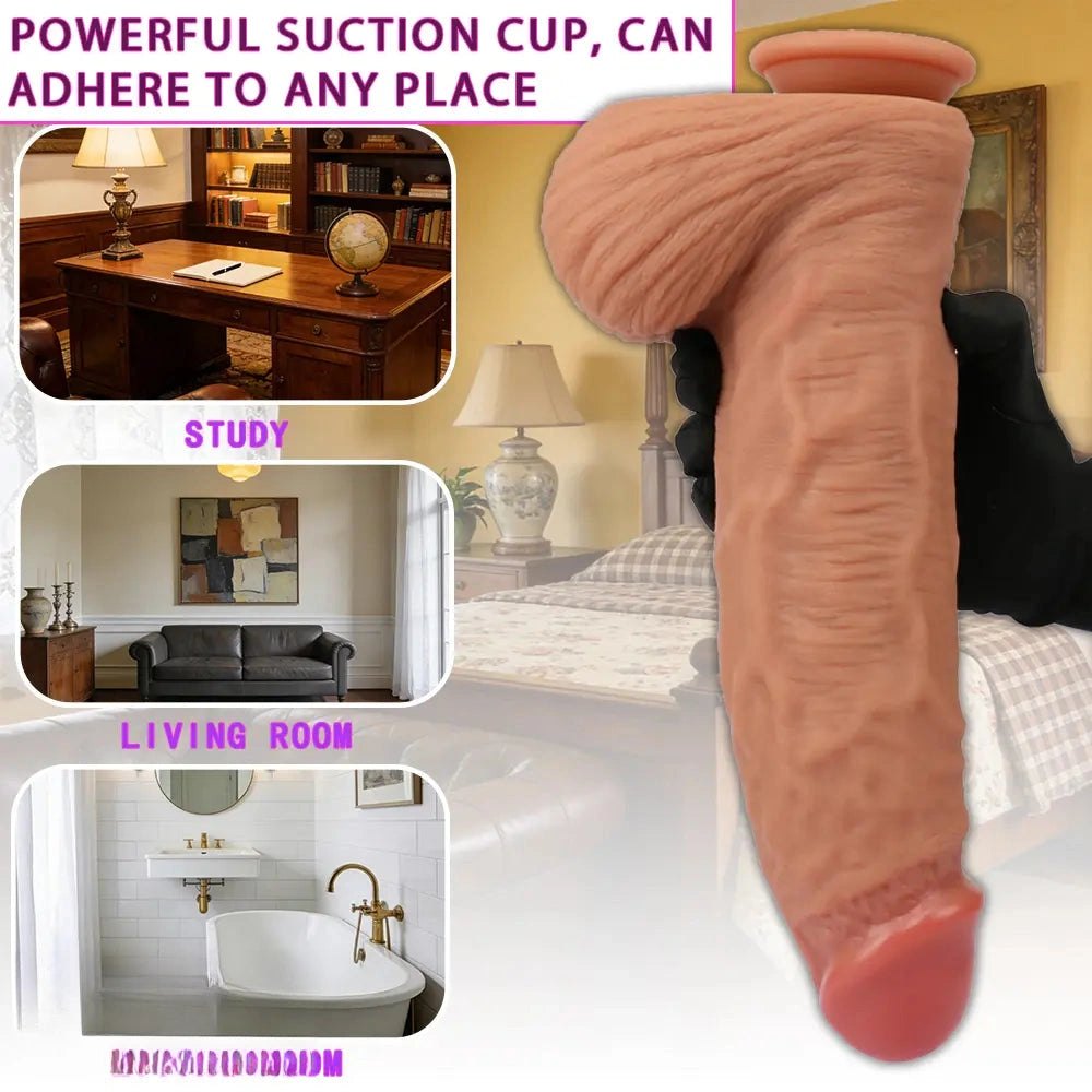 Realistic veined silicone dildo with suction cup base, photo 6