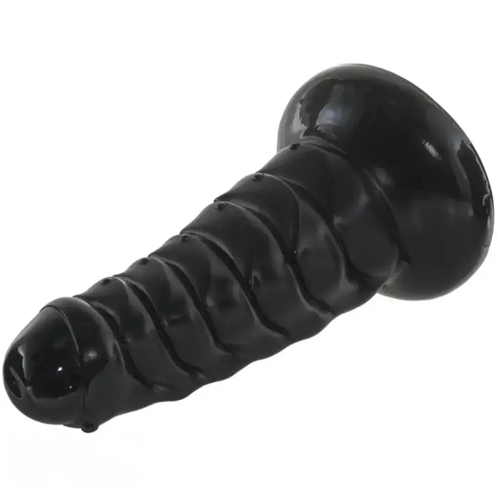 Black ribbed pvc suction cup dildo, photo 10