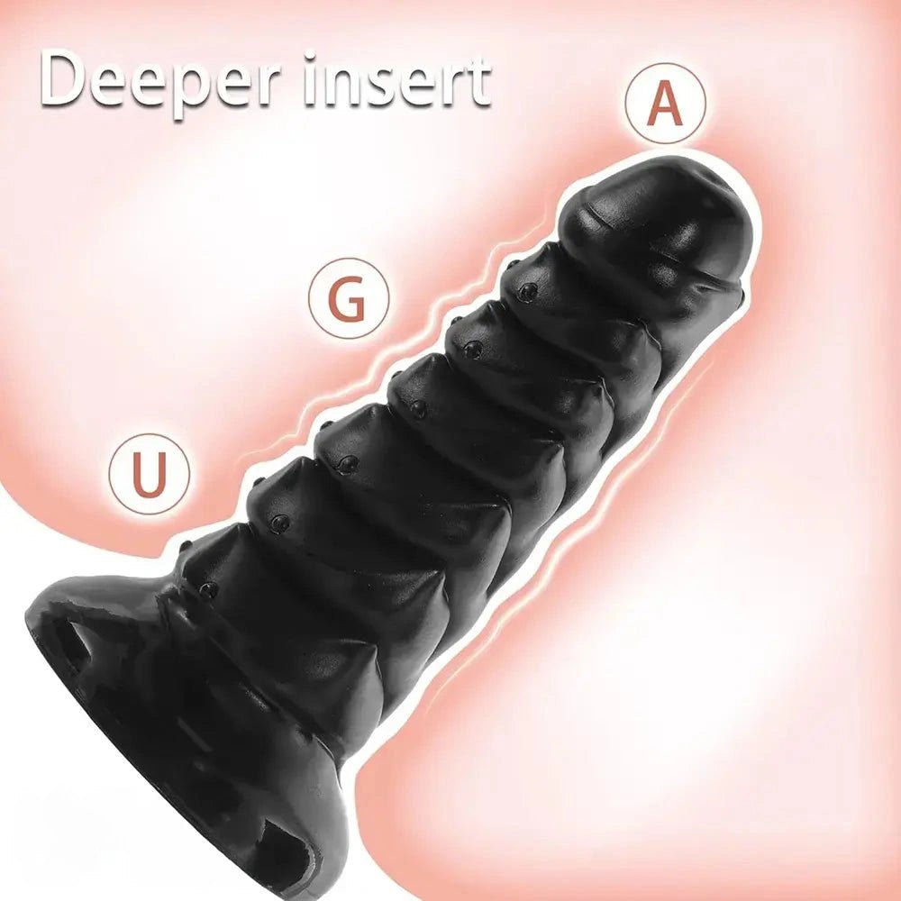 Black ribbed pvc suction cup dildo, photo 3
