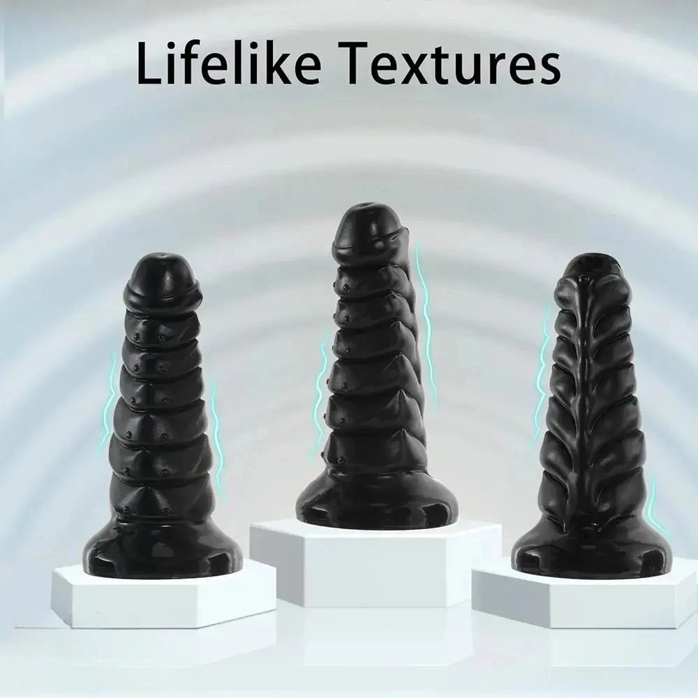 Black ribbed pvc suction cup dildo, photo 4
