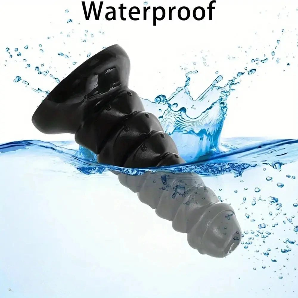Black ribbed pvc suction cup dildo, photo 6