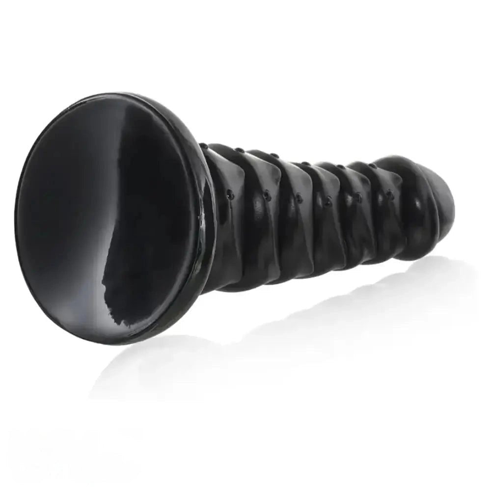 Black ribbed pvc suction cup dildo, photo 7